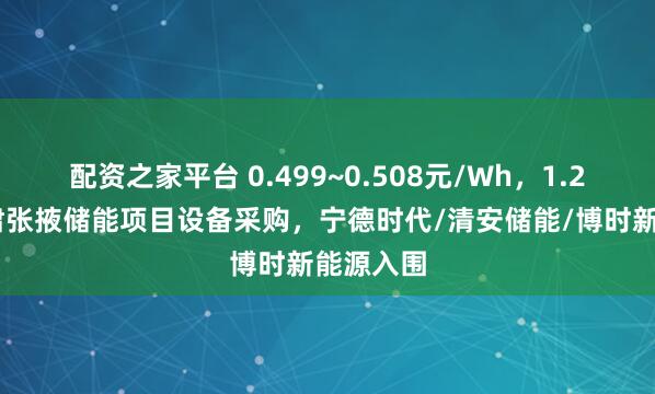 配资之家平台 0.499~0.508元/Wh，1.2GWh甘肃张掖储能项目设备采购，宁德时代/清安储能/博时新能源入围